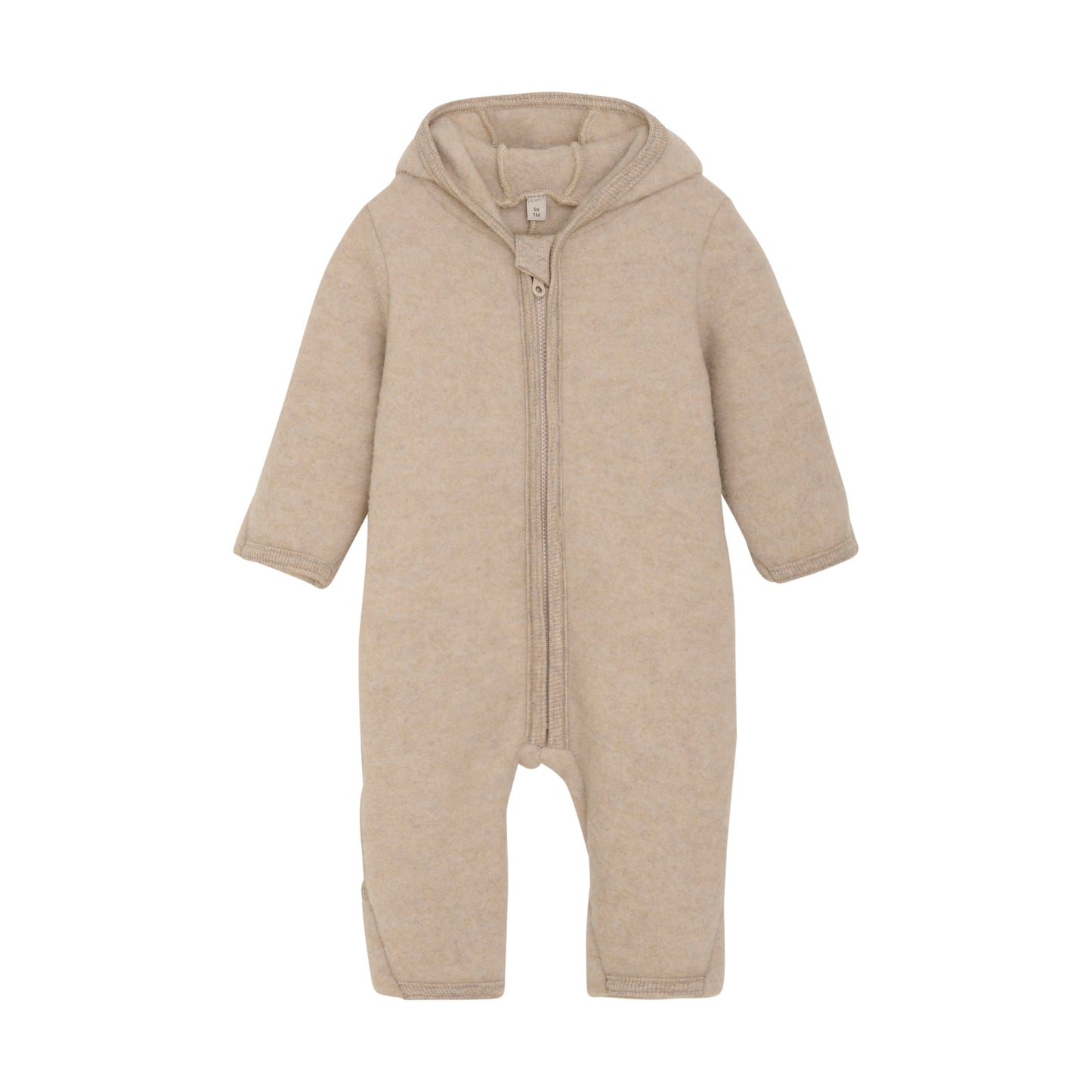 HUTTEliHUT - Heldragt m. øre Uldfleece - Camel Melange