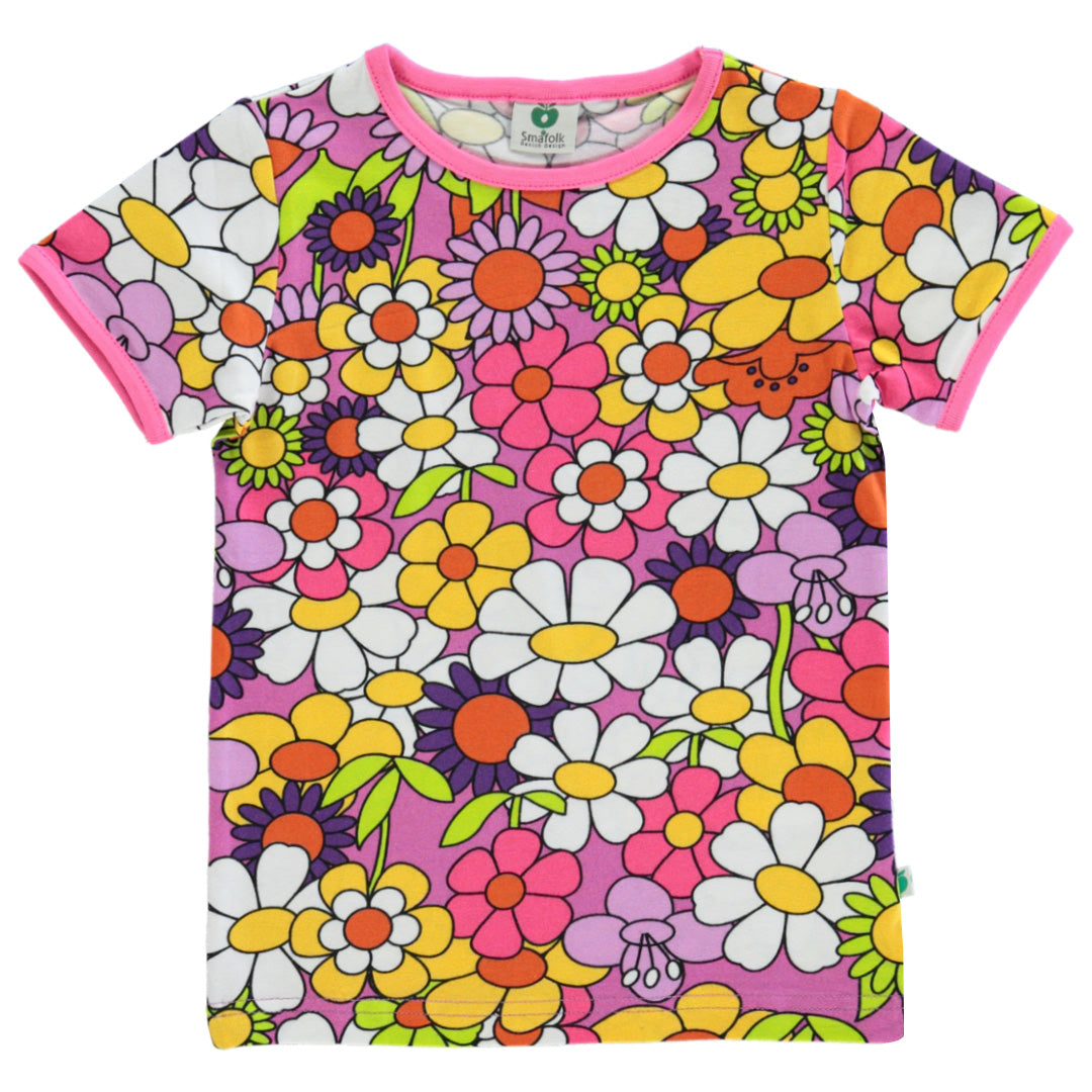 Småfolk - T-shirt med blomster - Spring Pink