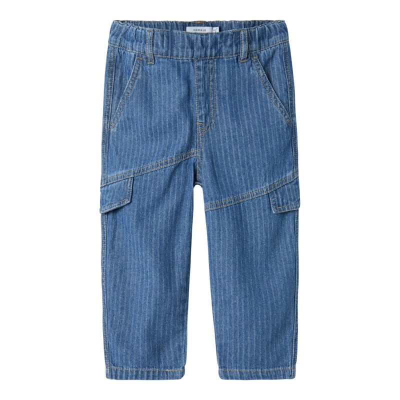 NAME IT - Ben Tap Stribet Jeans Medium Blue Denim