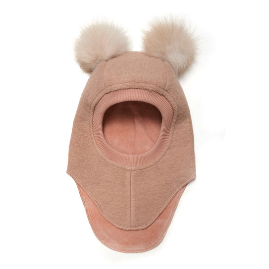 HUTTEliHUT - Balaclava Wool Alpaca Pompoms Rose melange