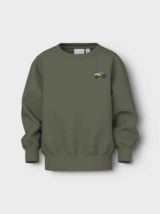 Name it - NMM VALLEN LS NREG SWEAT - Dusty Olive Tractor