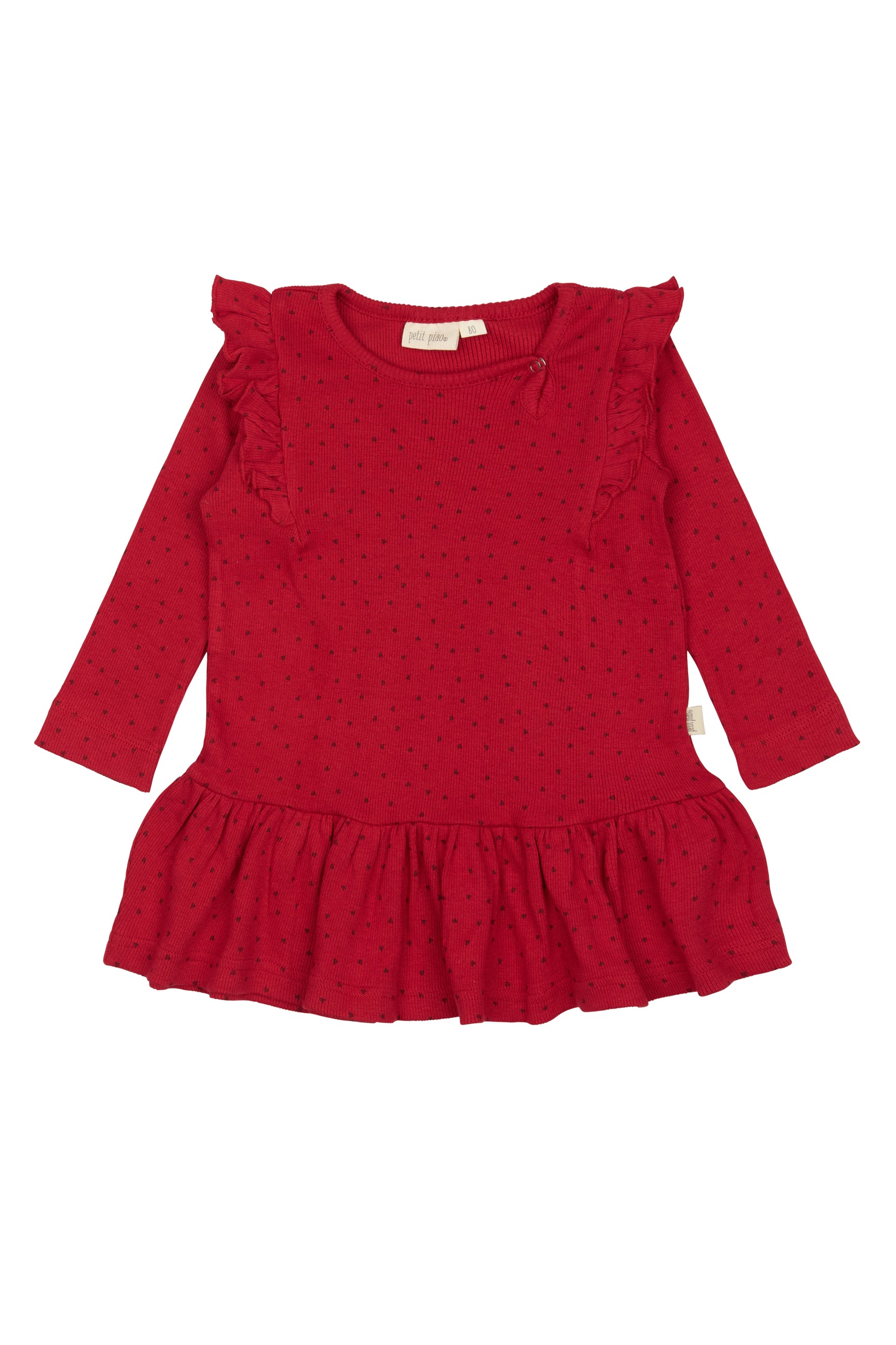 Petit Piao - Dress L/S Frill Modal Heart