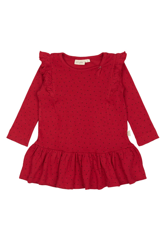 Petit Piao - Dress L/S Frill Modal Heart