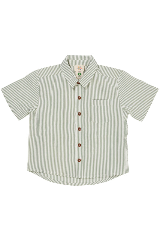 BÆK OG BØGLE BLUSE - GREEN W CREAM STRIPE