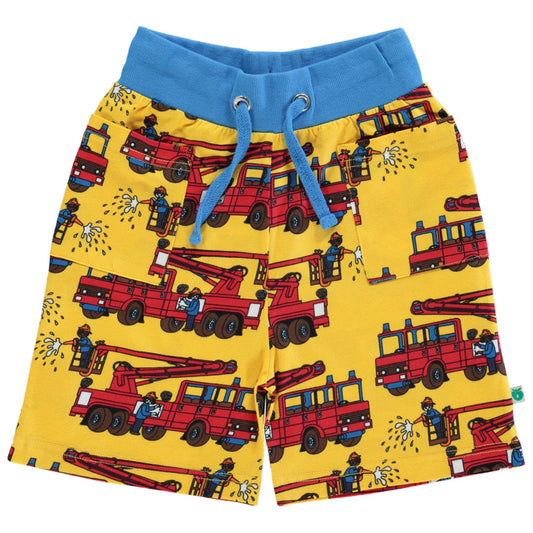 Småfolk - Shorts med brandbil - Yellow