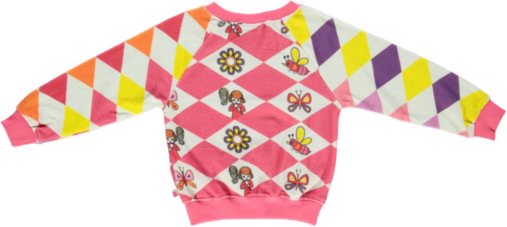 Småfolk - Sweatshirt With Pocket, Harlequin Butterfly & Bee - Pink